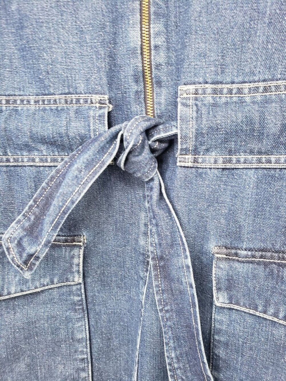 J. Crew $178 Denim Utility Dress Western Shirt Dress Tie Waist Womens 4 Office - Picture 6 of 12